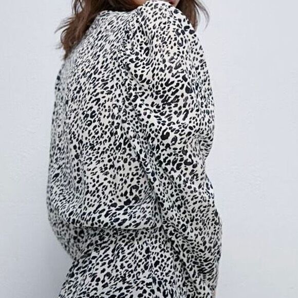 ZARA Dress Snow Leopard Print Tiered Ruffle Size S • BLOGGER FAVORITE - Picture 6 of 16